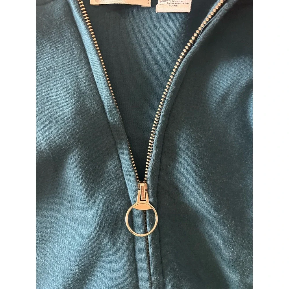 Vintage Two Piece Zip Sweatshirt and‎ Drawstring Skirt Set Teal Medium + Large
